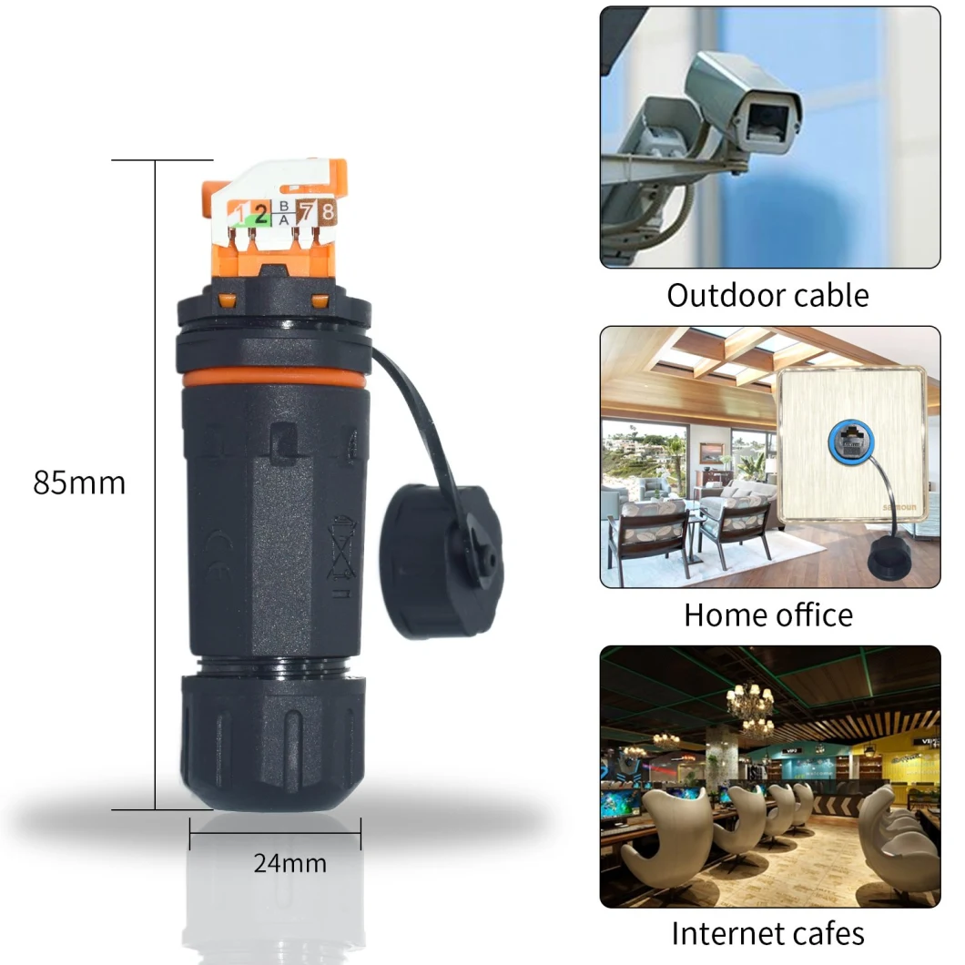 Yxy Outdoor IP68 IP67 Wire Cable Panel Mount 8pin Waterproof Connector RJ45 CAT6A Cat5e