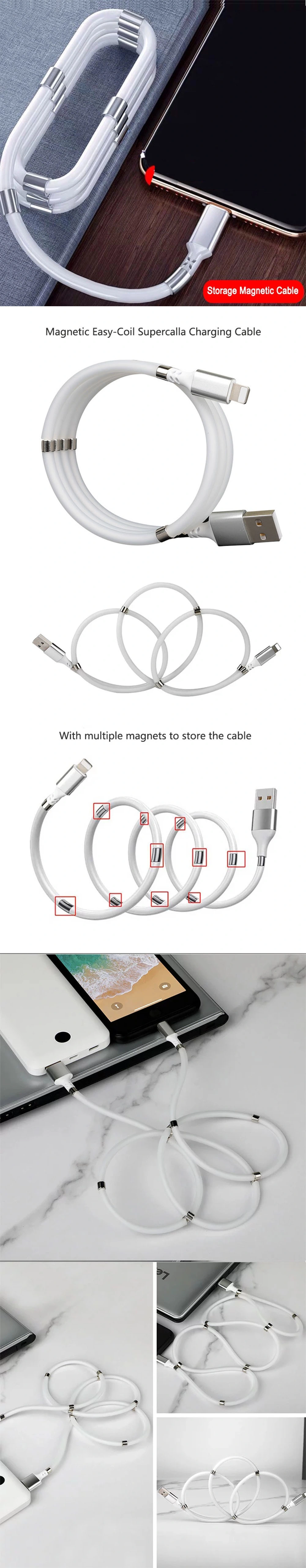 Rt-Mc26 Portable Easy-Coil Magnet Phone Magnetic Charging USB Data Cable