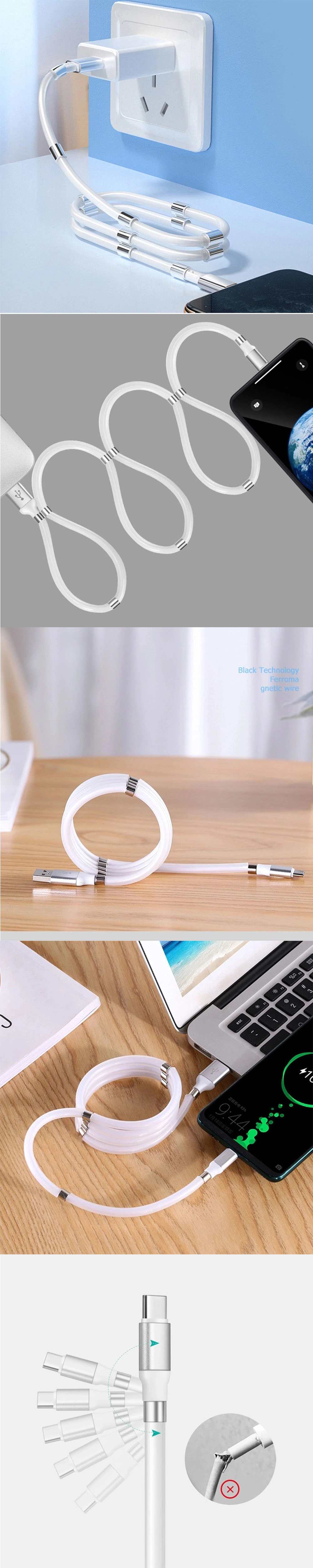 Rt-Mc24 Easy-Coil Magnet 3A Fast Charging USB Magnetic Cable